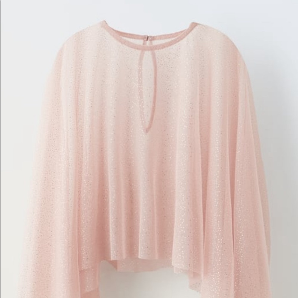 NWT! Zara Kids Pink Sparkle Tulle Poncho